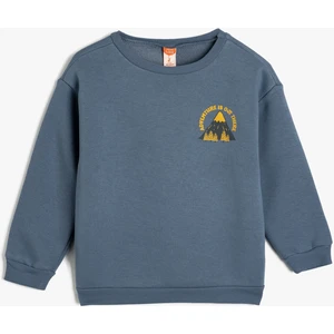 Baskılı Sweatshirt Bisiklet Yaka Uzun Kollu
