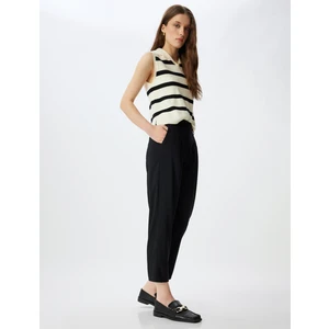 Yüksek Bel Kumaş Pantolon Mom Fit Cepli