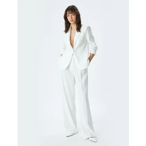 Klasik Blazer Ceket 3/4 Kol Kruvaze Ters Yaka Cepli Regular Fit