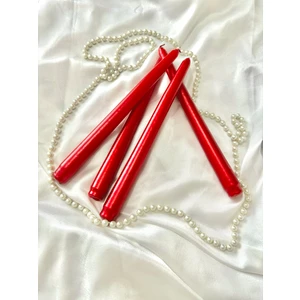 Sanat Perisi Özel Sedefli Şamdan Mum Kırmızı - 4’lü Set