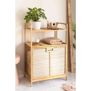 Bambu Xl Kirli Sepetli 2 Raflı Çok Amaçlı Banyo Düzenleyici Çamaşır Sepeti Organizer DB-0004