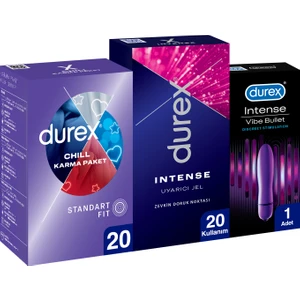 Chill Prezervatif 20’li +Durex Intense Vibe Bullet Titreşimli Vibratör +Intense Uyarıcı Jel, 10 ml