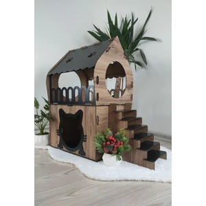 Kedi Evi Teraslı 2 Katlı Merdivenli