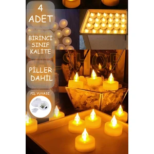 LED Mum 4 Adet Ledli Mum Model Işıklı Tealight Mum Pilli