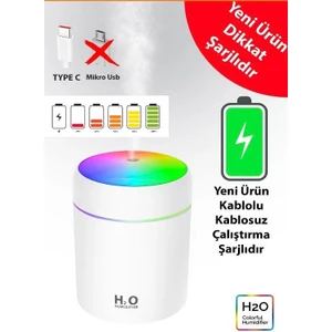 ŞARJLI KABLOSUZ KULLANIMA UYGUN YENİ NESİL TYPE-C GİRİŞLİ HAVA NEMLENDİRİCİSİ Humidifier Şarjlı Hava nemlendirici Humıdifier ,koku ve Aroma Difizörü Yeni Ürün,gece Lambası, Şarjlı