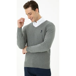 U.S. Polo Assn. Erkek Gri Melanj Kazak /Triko 50268937-VR086
