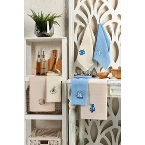 6lı Kurulama Peçetesi Nakışlı 40X60 Marin