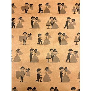 Hobitasarım Gelin Damat Baskılı Çeyiz Kolisi Kaplama 125 x 140CM 10'lu Kraft Kağıt