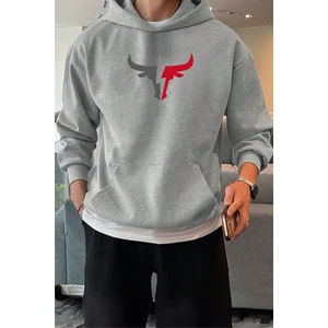Bull Ön Baskılı Pamuklu Erkek Sweatshirt