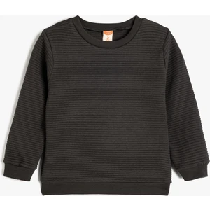 Bisiklet Yaka Sweatshirt Dokulu Pamuk Karışımlı