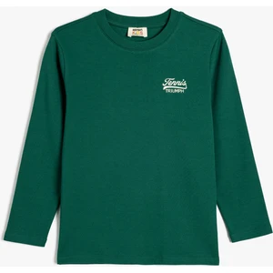 Oversize Tişört Uzun Kollu Bisiklet Yaka Tenis Baskılı Pamuklu