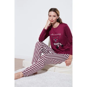 Regular Fit Desenli Bisiklet Yaka Pijama Takımı 65719102