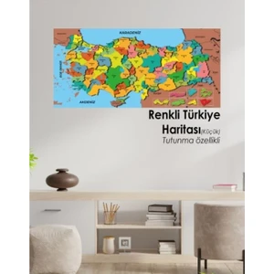 Renkli Türkiye Haritası Kağıt Tahta 56x118 cm