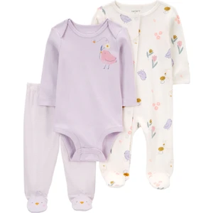 Kız Bebek Tulum Body Pantolon Set 3'lü Paket