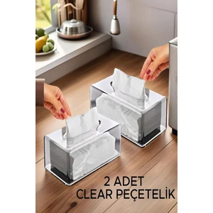 Open Home 2'li Çok Amaçlı Şeffaf Peçetelik Set