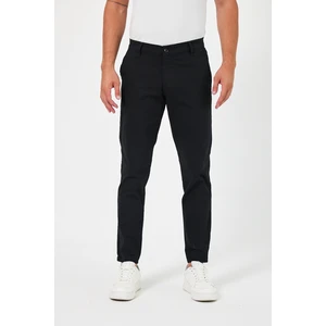 Theseason Erkek Siyah Gabardin Pamuklu Keten Slim Fit Yan Cep Esnek Chino Pantolon