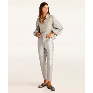 Kesik Detaylı Yüksek Bel Düz Kesim Pantolon