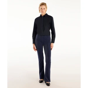 Önü Dikişli Simli Geniş Paça Pantolon