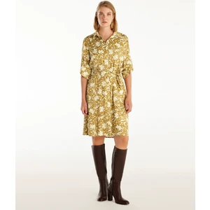 Kuşaklı Uzun Kollu Gömlek Elbise