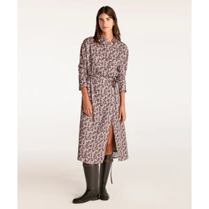 Yüksek Yaka Kuşalı Uzun Kollu Midi Boy Elbise