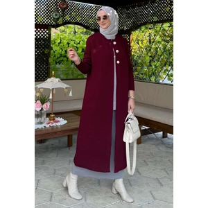 Rabia Şamlı Sinem Çelik Örme Triko Hırka Bordo