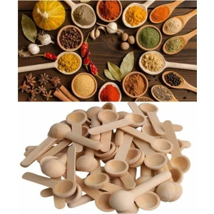 6lı Ağaç Küçük Ölçek Kaşığı - Baharat Kaşığı