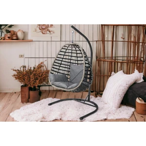 TU TİENDA RATTAN TEK KİŞİLİK BAHÇE BALKON EV SALINCAĞI,ANTRASİT