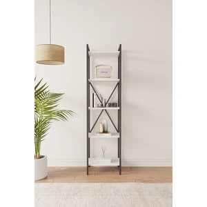 Nilamu 45 cm Kitaplık / Metal Aksamlı / Açık Raf / Organizer / Ofis / Ev / 5 Raflı Kitaplık