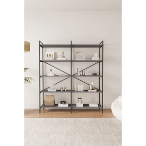 Nilamu 150 cm Kitaplık / Metal Aksamlı / Açık Raf / Organizer / Ofis / Ev / 5 Raflı Kitaplık