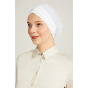 İhvan Online Çapraz 3 Bantlı Çift Taraflı Tesettür Bone Beyaz