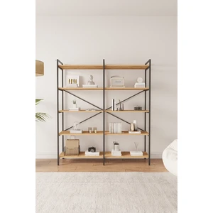 Nilamu 150 cm Kitaplık / Metal Aksamlı / Açık Raf / Organizer / Ofis / Ev / 5 Raflı Kitaplık