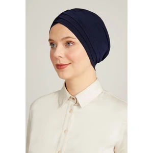 İhvan Online Çapraz 3 Bantlı Çift Taraflı Tesettür Bone Lacivert