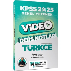 Yediiklim Yayınları 2025 KPSS Genel Yetenek Atölye Serisi Türkçe Video Ders Notları