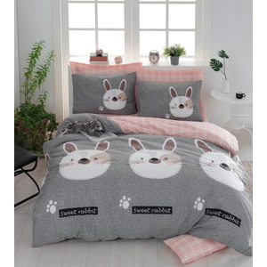 Eponj Home Çift Kişilik Nevresim Takımı Tavşancık A.kahve-Gri-Pembe