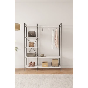 Nilamu Elbise Dolabı / Metal Aksamlı / Beyaz / Açık Dolap / Organizer / Askılık