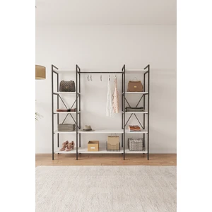 Nilamu Elbise Dolabı / Metal Aksamlı / Beyaz/ Açık Dolap / Organizer / Askılık