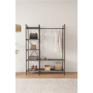Nilamu Elbise Dolabı / Metal Aksamlı / Antrasit Gri / Açık Dolap / Organizer / Askılık