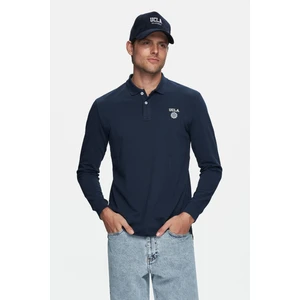 Maxwell Lacivert Polo Yaka Baskılı Standard Fit Erkek Sweatshirt