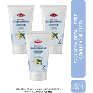 Bitki Özlü Isıya Dayanıklı Saç Şekillendirici Jel 3×150 ml – Koyu Saçlar İçin Civanperçemi, Isırgan, Papatya