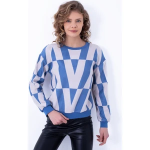 Kadın Kendinden Desenli  Kazak