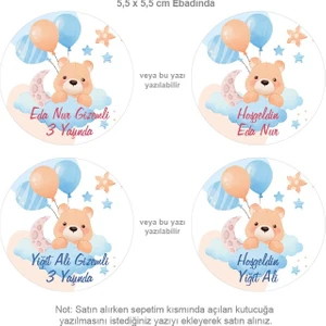 Birim Etiket Isme Özel Hoşgeldin Bebek Etiketi Sticker 70 Adet