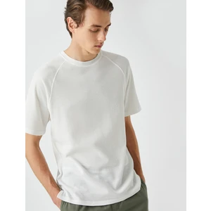 Basic Tişört Bisiklet Yaka Dokulu Reglan Kol Detaylı