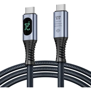 S42 USB 4.0 Type-C Kablo 240W PD Hızlı Şarj 40Gbps Veri 8K@60Hz Görüntü LED Ekranlı Örgülü Şarj ve Data Kablosu