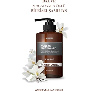 Kırılma Karşıtı Besleyici Bakım Şampuanı KUNDAL Honey & Macadamia Nature Shampoo 500ml Amber Vanilla
