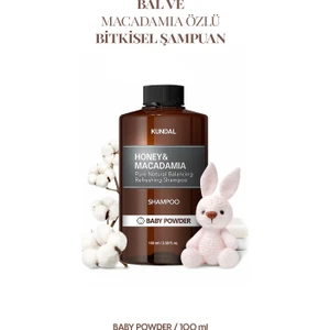 Kırılma Karşıtı Besleyici Bakım Şampuanı KUNDAL Honey & Macadamia Nature Shampoo 100ml Baby Powder