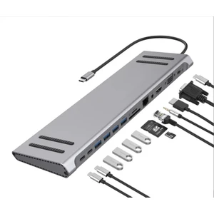 Laptop Macbook Uyumlu Type C Çoklayıcı Port Istasyonu 14IN1 Çevirici Kart Okuyucu Hub