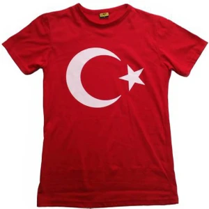 Çocuk Bayrak Tişört Ay Yıldızlı Tişört Pamuklu 13-15 Yaş