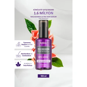Kuru ve Yıpranmış Saçlara Onarıcı Bakım Serumu KUNDAL Macadamia Ultra Hair Serum (Pink Grapefruit)