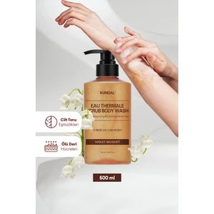 Nemlendirici ve Arındırıcı Tanecikli Vücut Yıkama Jeli KUNDAL Scrub Body Wash 500ml (Violet Muguet)