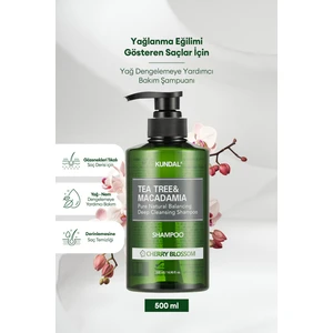 Sorunlu Saç Derisine Özel Şampuan KUNDAL Tea Tree & Macadamia Deep Cleansing Shampoo Cherry Blossom